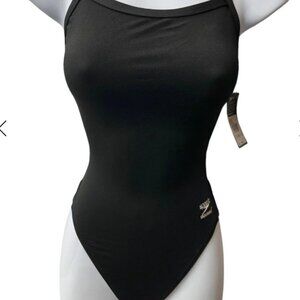 NWT Speedo Women's Solid Endurance+ One Piece Swimsuit A577812927 Black Size 28